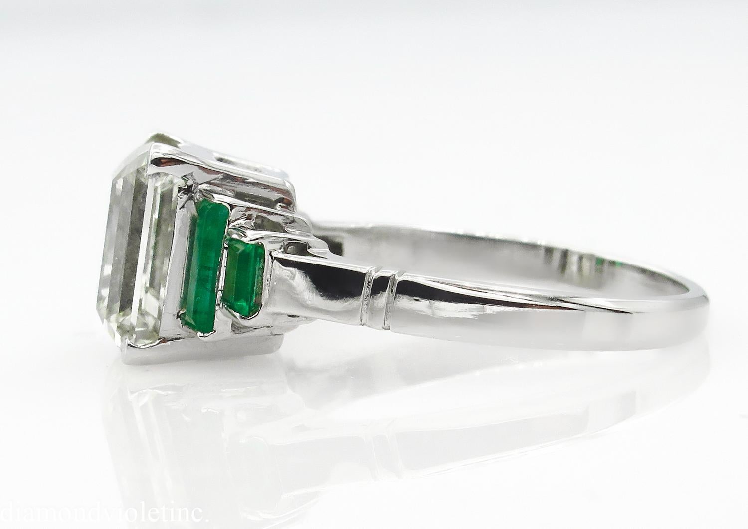 4.29 Carat Estate Vintage Asscher Diamond Wedding Platinum Ring EGL USA 3
