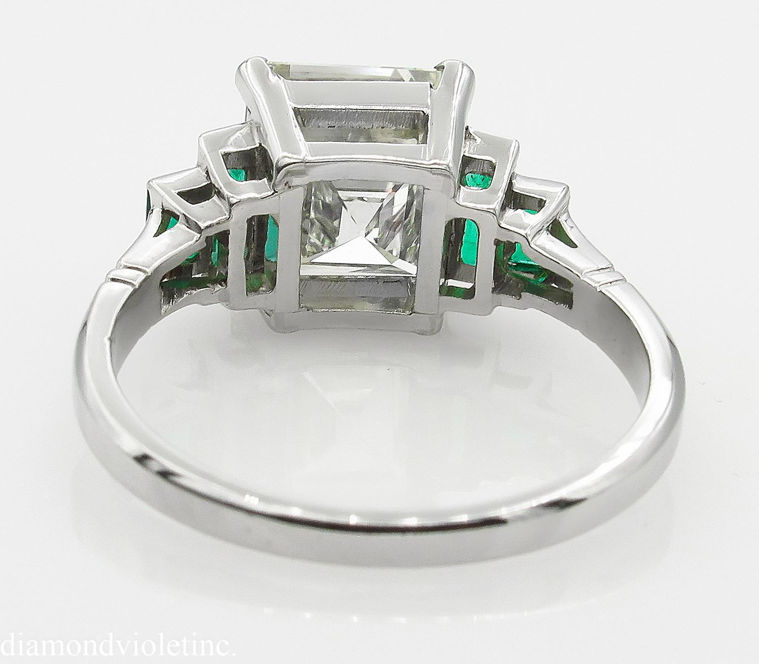 4.29 Carat Estate Vintage Asscher Diamond Wedding Platinum Ring EGL USA 4