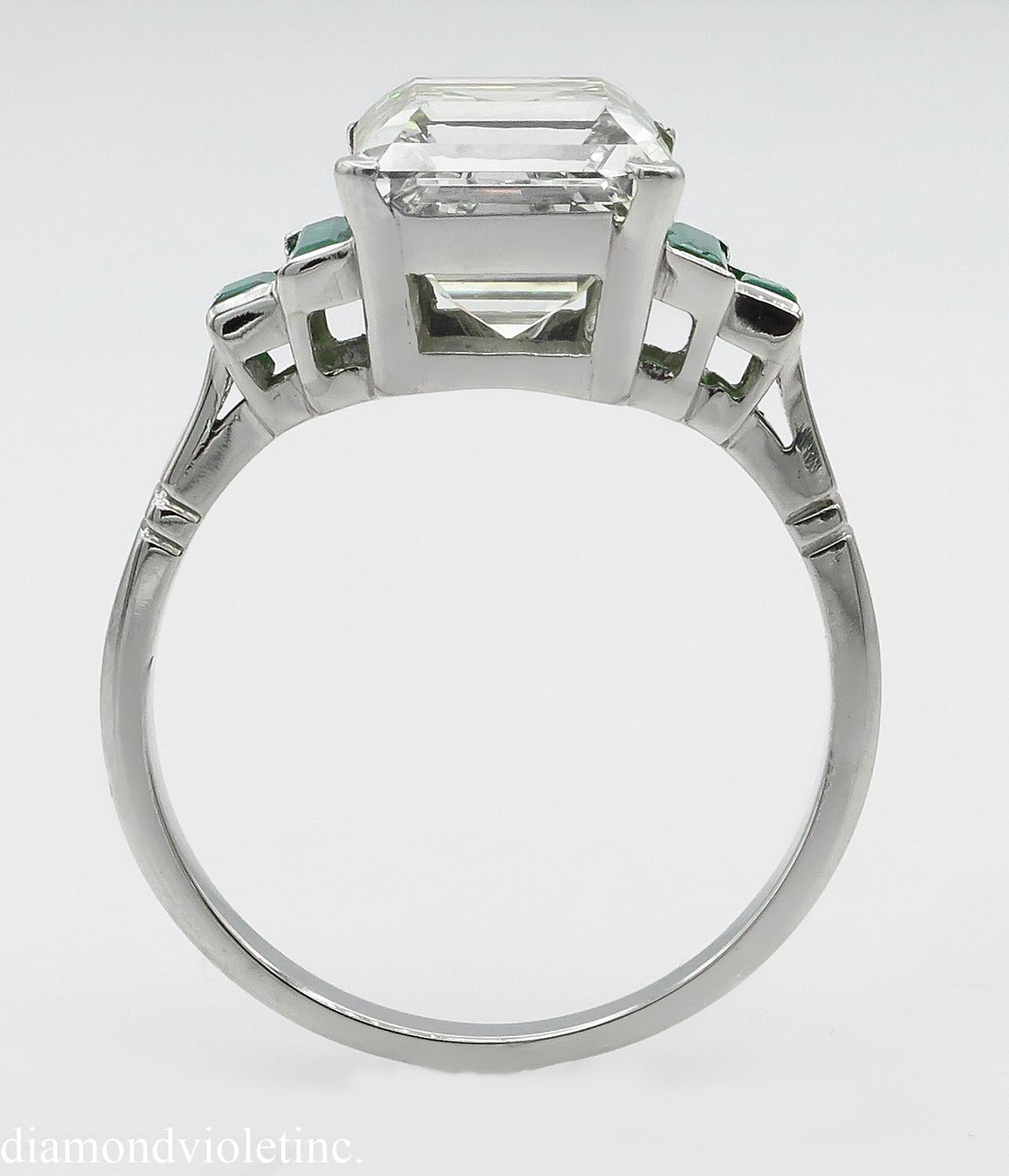 4.29 Carat Estate Vintage Asscher Diamond Wedding Platinum Ring EGL USA 5