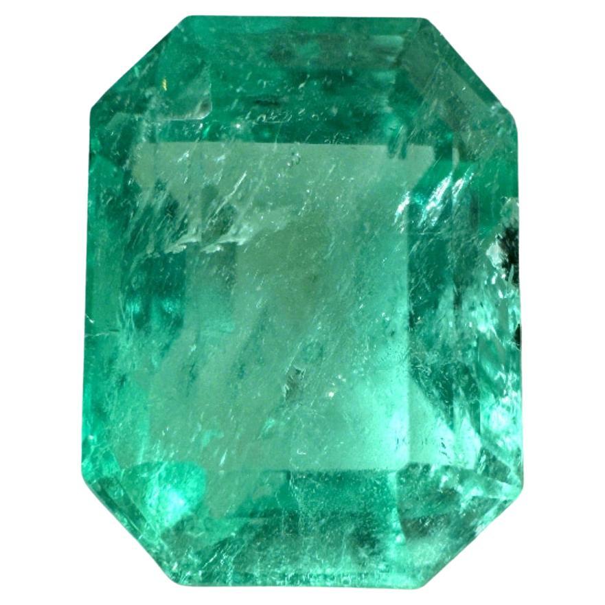 4.29ct Minty Green Colombian Emerald 11x8mm Emerald Cut Genuine May Birthstone
