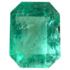 4.29ct Minty Green Colombian Emerald 11x8mm Emerald Cut Genuine May Birthstone