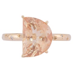 4.29ct Oregon Sunstone Half Moon with Celestial Design Band 14K Gold
