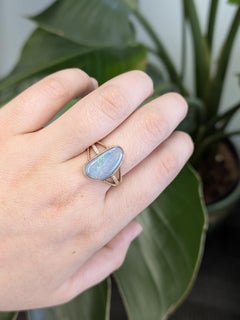 4.2ct Boulder Opal Ring w Earth Mined Diamonds in Solid 14K Gold  Fancy 17x9mm