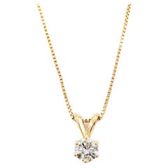 .42ct Diamond 6-Prong Desing Pendant With Chain In Yellow Gold
