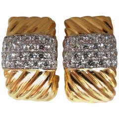 4.2Ct Natural Diamonds Candy Cane Twist Clip Earrings Three Dimensional 18Karat*