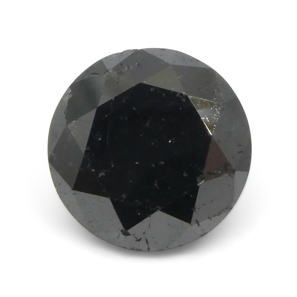 4.2ct Round Brilliant Cut Black Diamond  In New Condition For Sale In Toronto, Ontario