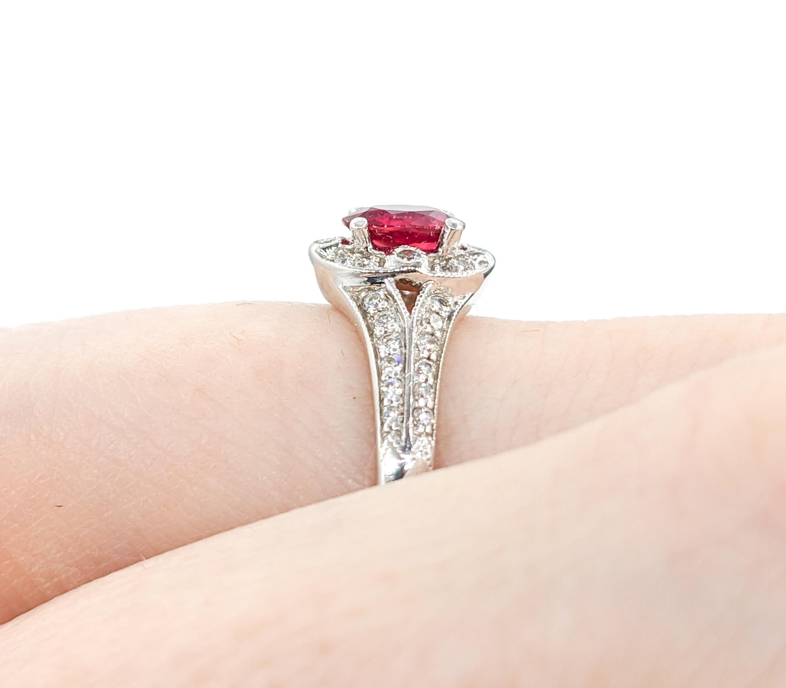 For Sale:  .42ct Ruby & Diamond Ring In White Gold 10