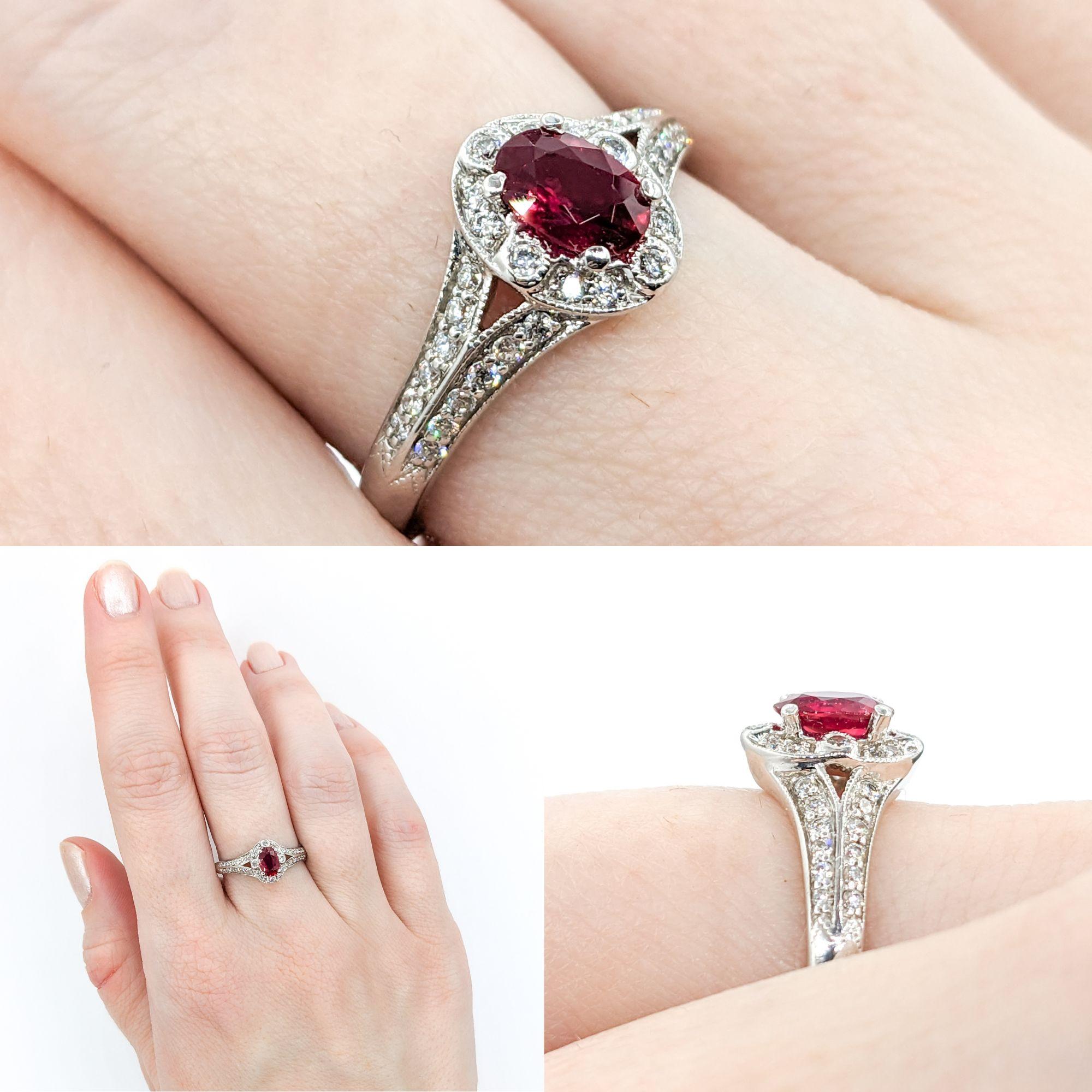 For Sale:  .42ct Ruby & Diamond Ring In White Gold 2