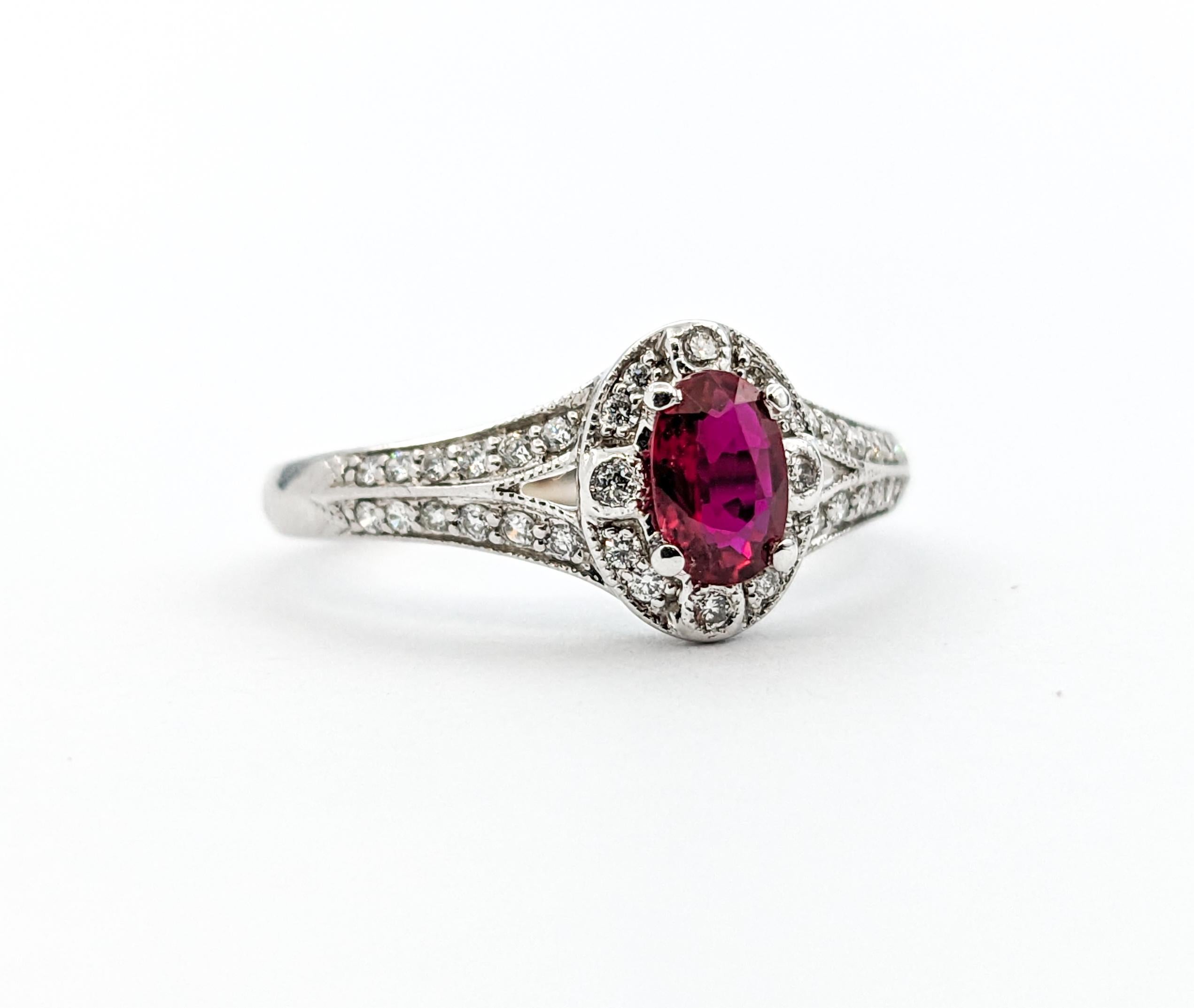 For Sale:  .42ct Ruby & Diamond Ring In White Gold 3