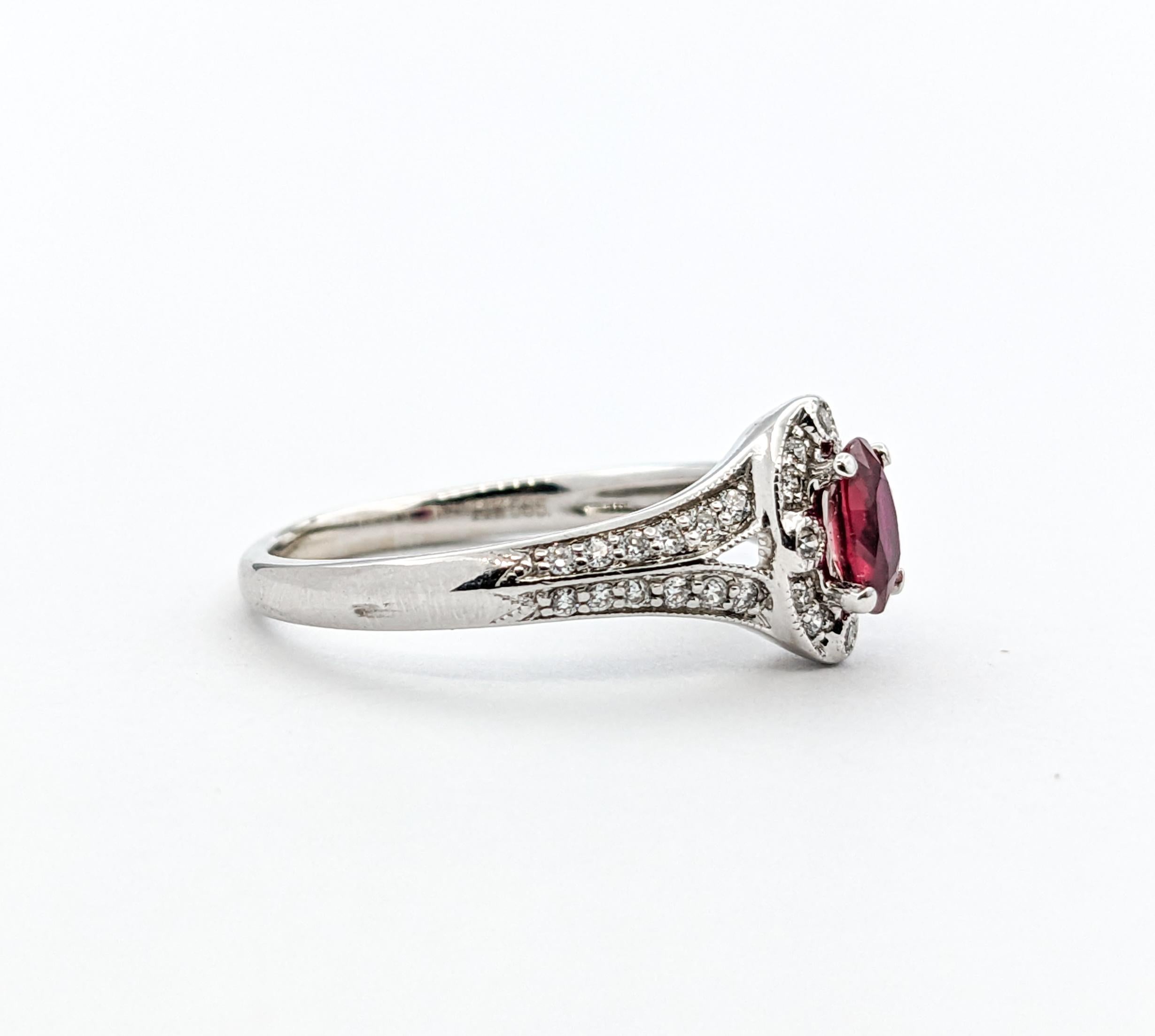 For Sale:  .42ct Ruby & Diamond Ring In White Gold 4