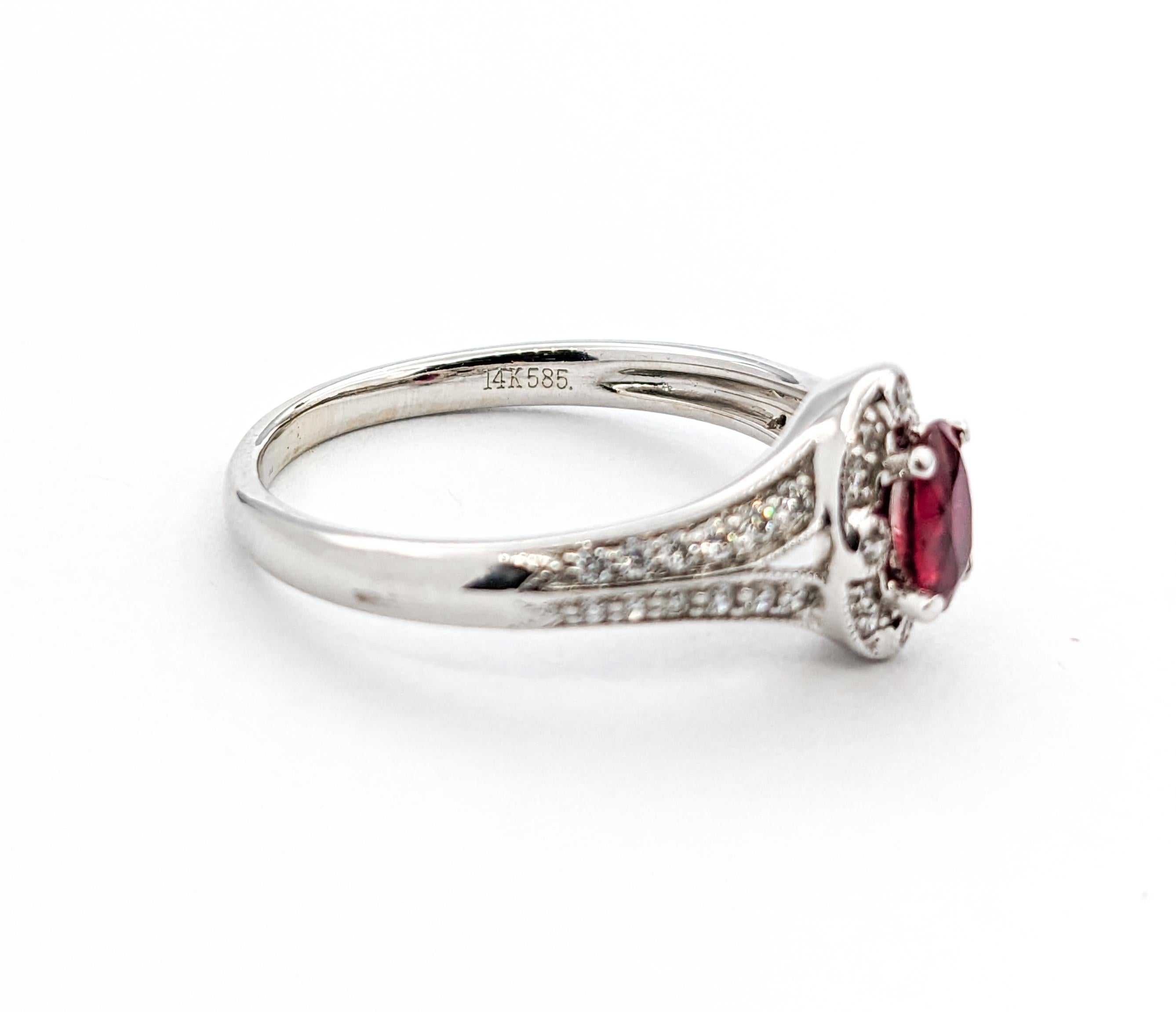 For Sale:  .42ct Ruby & Diamond Ring In White Gold 5