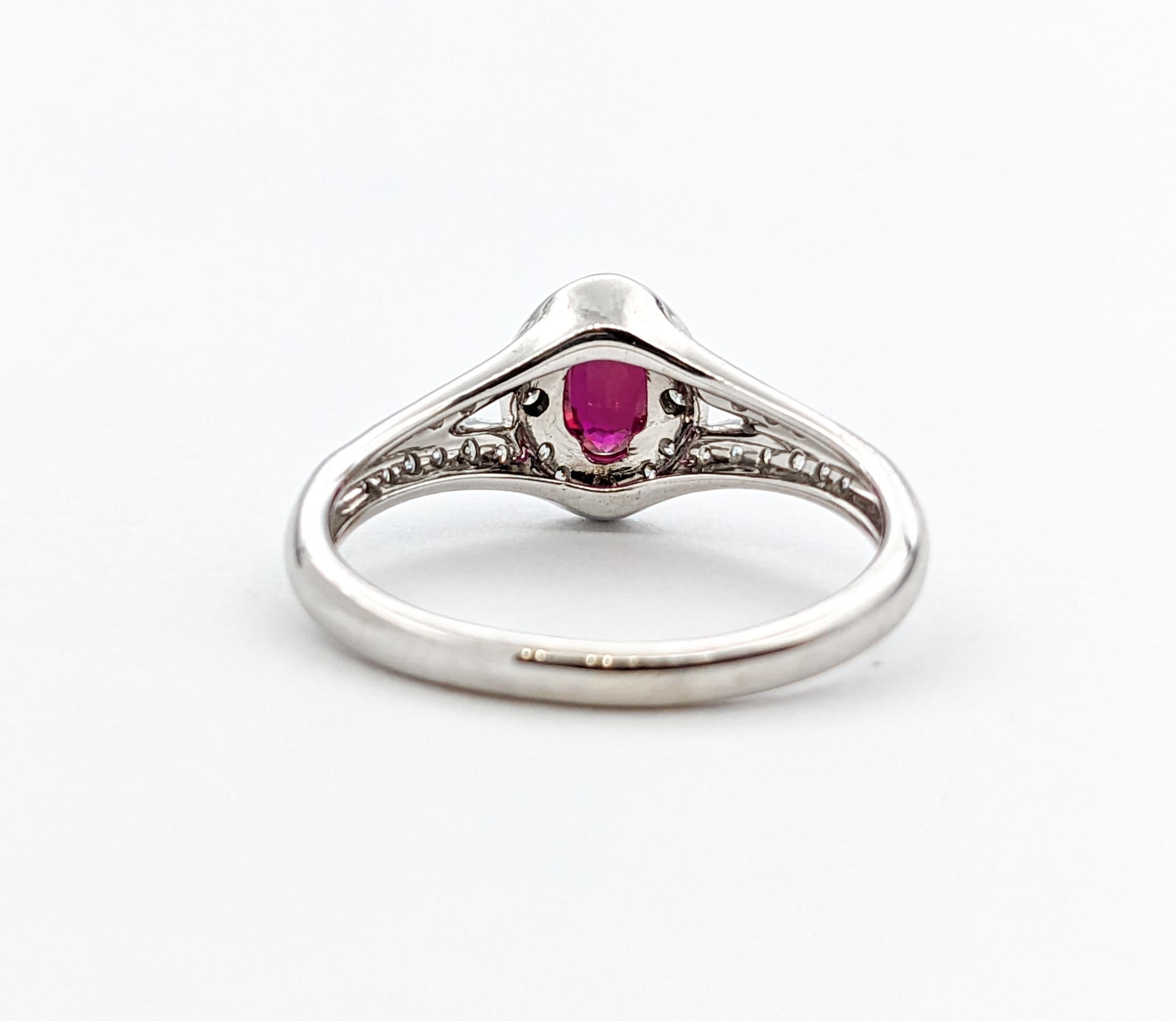 For Sale:  .42ct Ruby & Diamond Ring In White Gold 6
