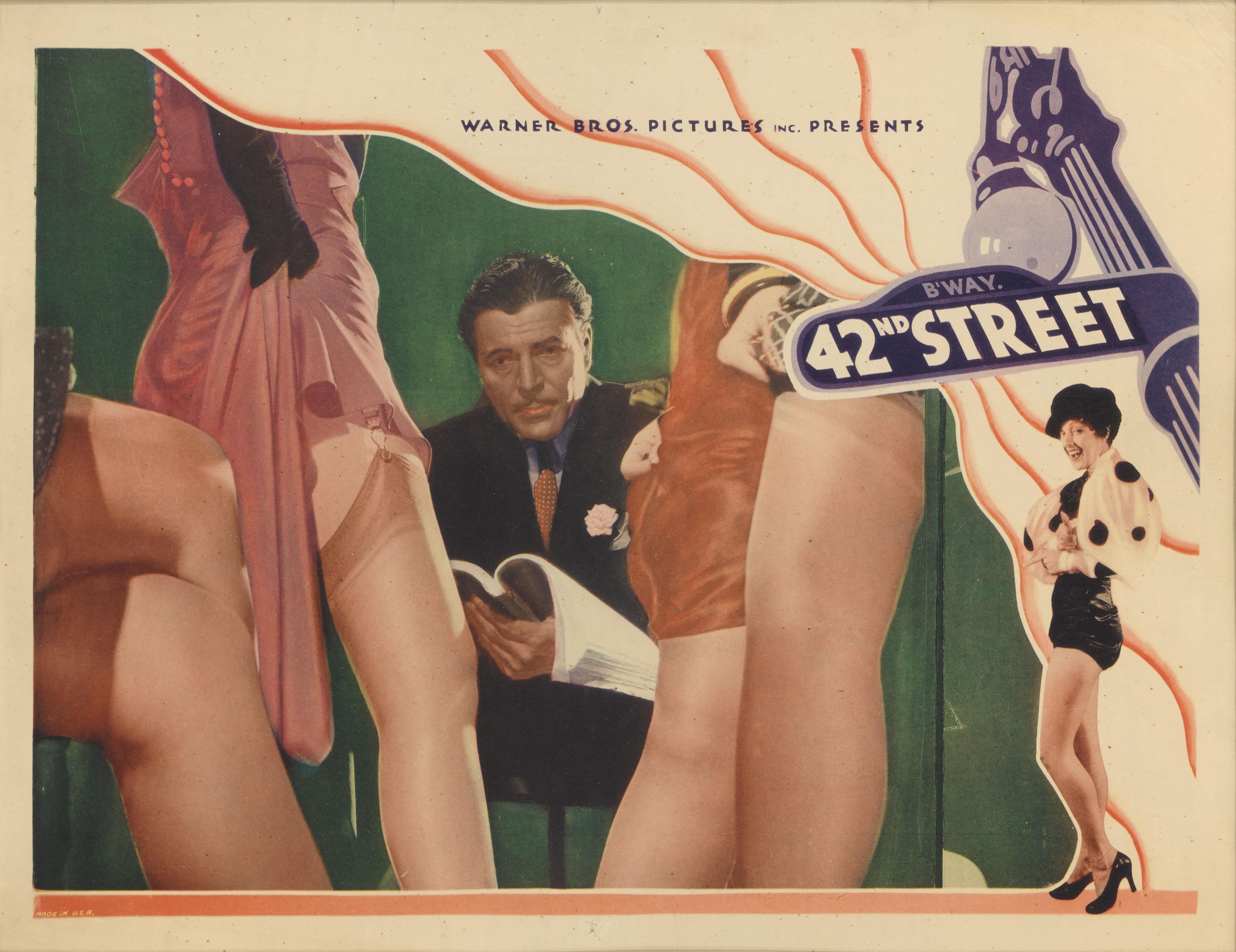 Original US lobby card for the 1934musical comedy 42nd Street.
This film starredWarner Baxter, Bebe Daniels and George Brent and was directed by Lloyd Bacon.
This lobby card is conservation framed with UV plexiglass in an Obeche wood frame with