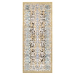 4'2 "x10' Gold Brown, handgeknüpft, Seide mit texturierter Wolle, breiter Läufer Teppich