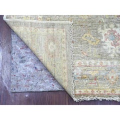 4'2"x10' Light Brown Hand Knotted 100% Wool Angora Oushak Runner Oriental Rug