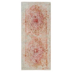 4'2 "x10' Alfombra Persa Anudada a Mano de Lana y Seda Pura, Marfil Ancho