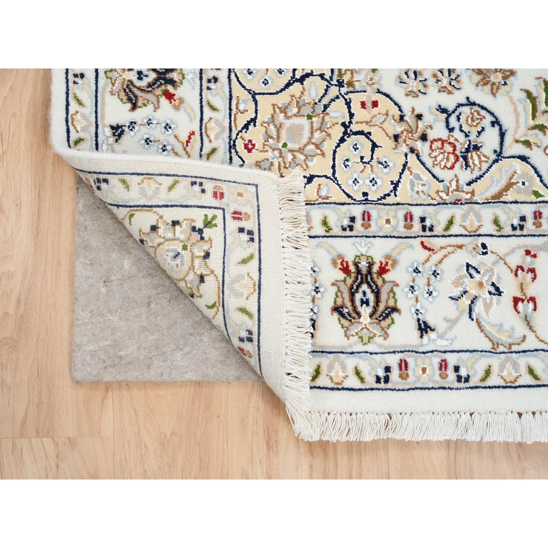 Medievale Tappeto Avorio Nain Flower Design 250 KPSI in lana annodata a mano 4'2 