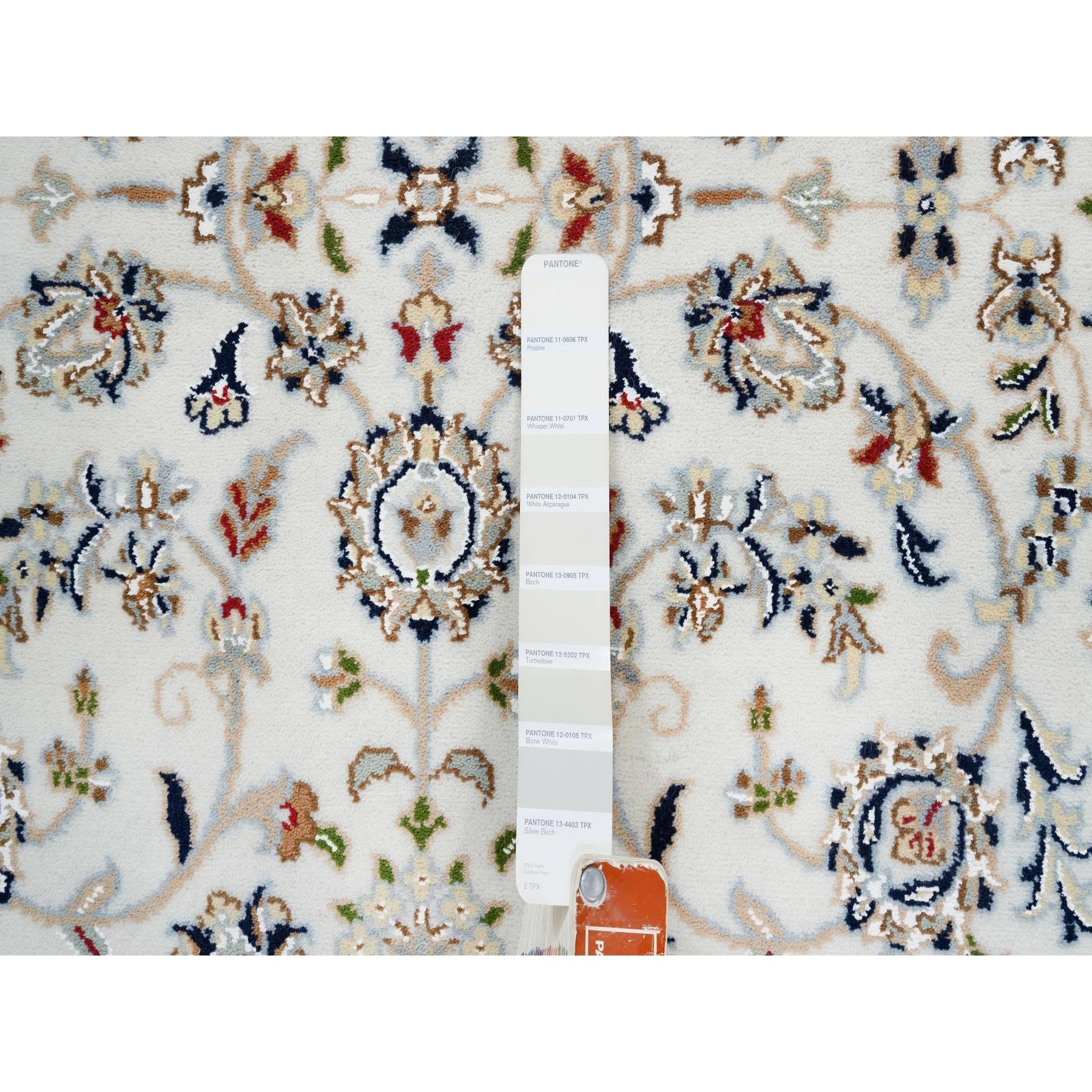 Indiano Tappeto Avorio Nain Flower Design 250 KPSI in lana annodata a mano 4'2 