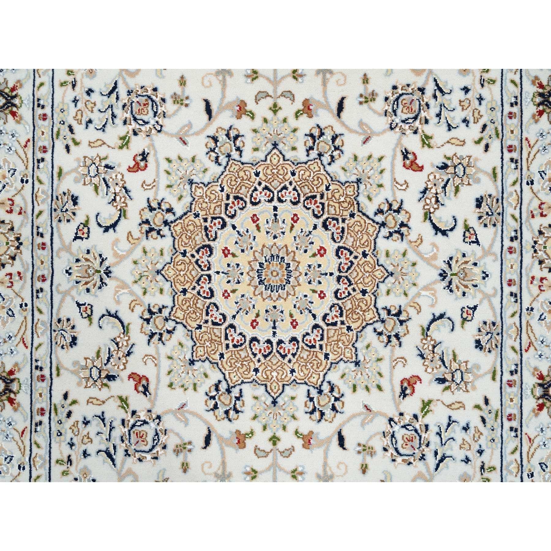 Annodato a mano Tappeto Avorio Nain Flower Design 250 KPSI in lana annodata a mano 4'2 