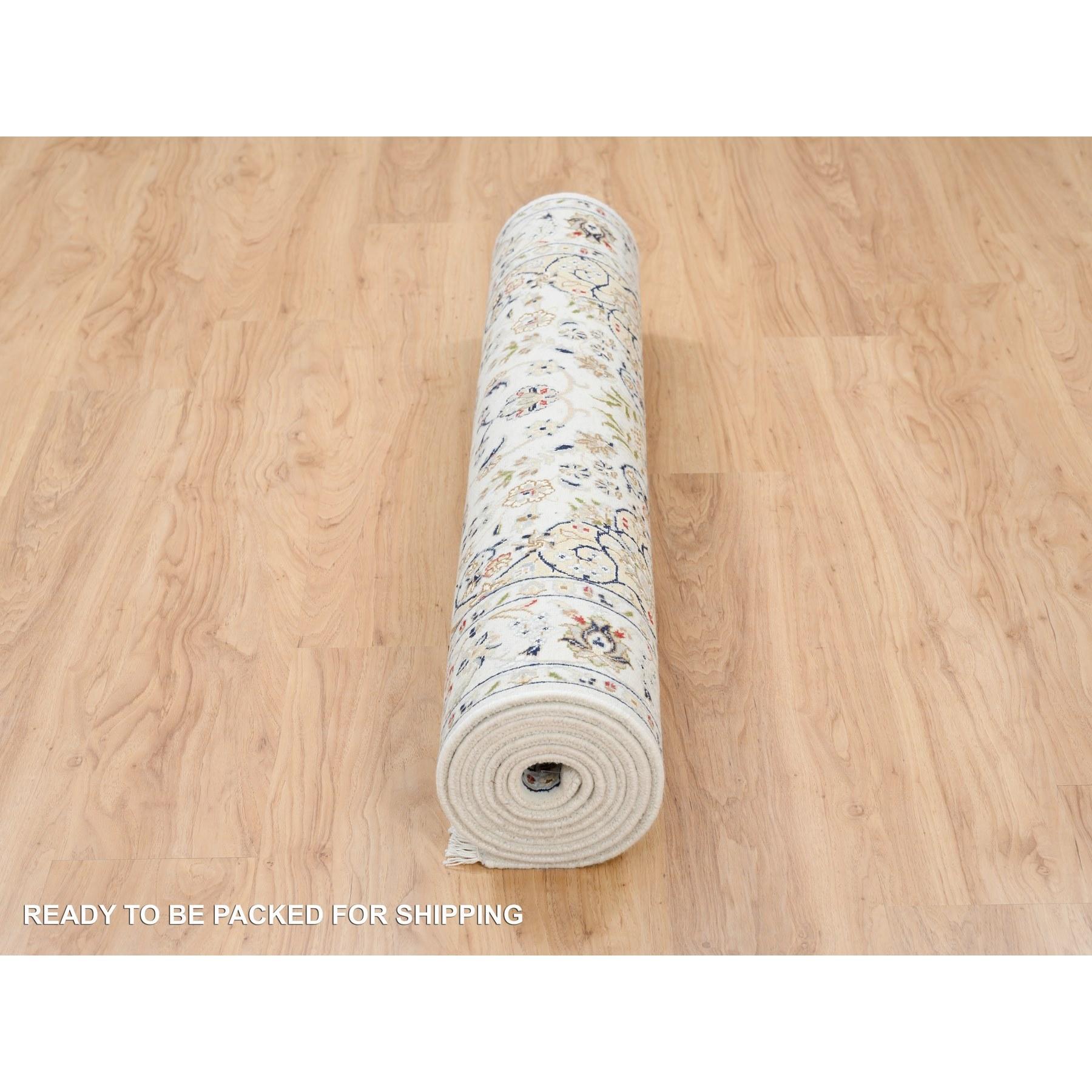 Tappeto Avorio Nain Flower Design 250 KPSI in lana annodata a mano 4'2 
