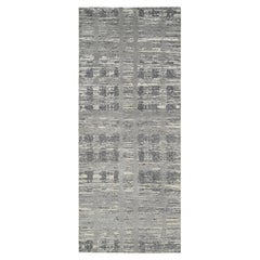 4'2"x10'1" Light Gray Hand Spun Undyed Natural Wool Hand Knotted Wide Runner Rug