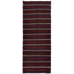4,2x10,5 Ft Vintage Kilim a strisce turche tessute a mano, Tappeto a trama piatta, 100% lana