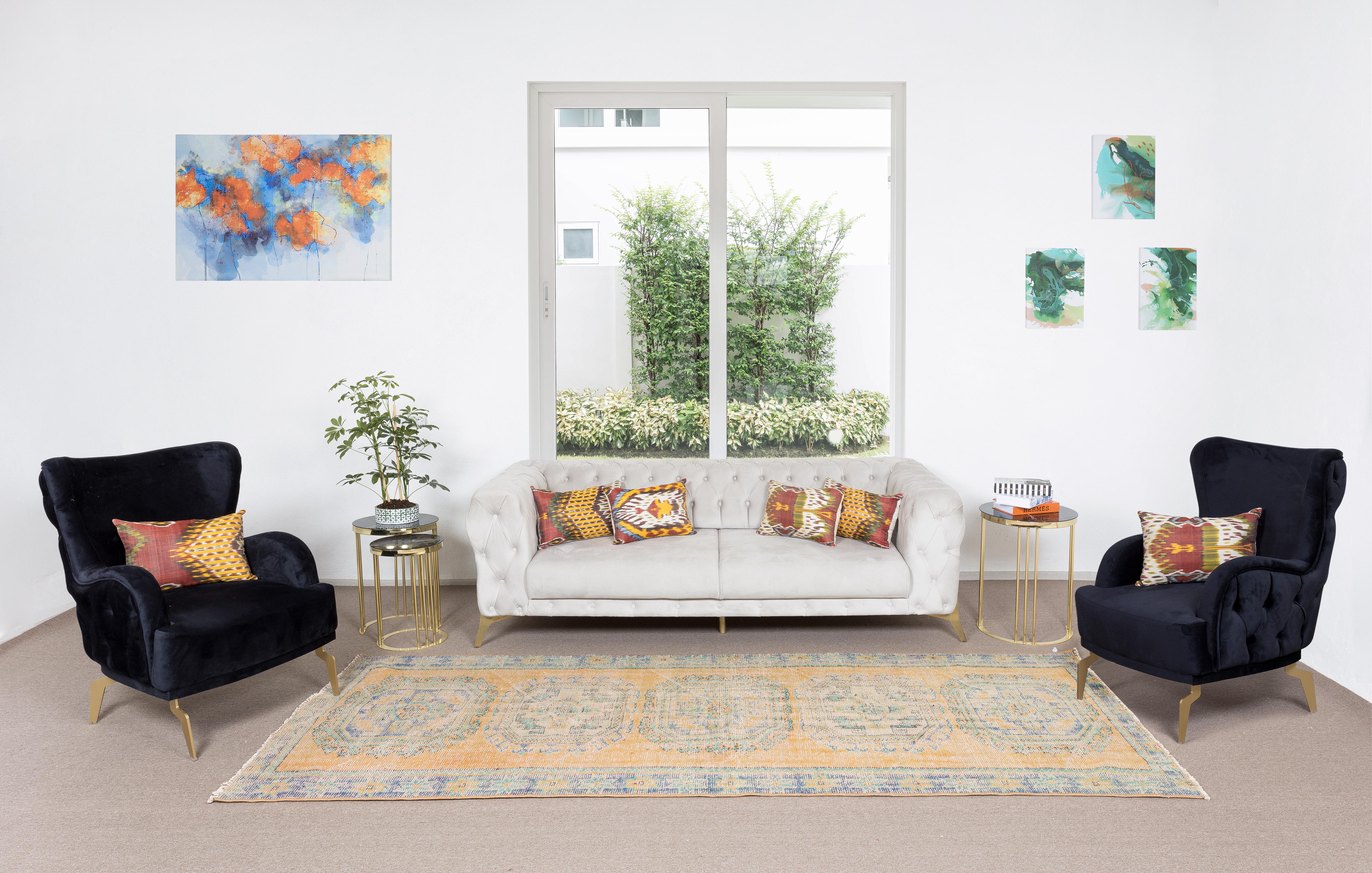 Our sun-faded rugs are all one-of-a-kind, hand-knotted, 50-70 year-old vintage pieces. They each boast their own singular handmade aesthetic drawn from the centuries-old Turkish rug-weaving traditions. These rugs are made completely of sheep’s wool,