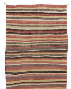 4x11 Ft Vintage Handmade Flat-Woven Wool Kilim Runner, Turkish Striped Rug