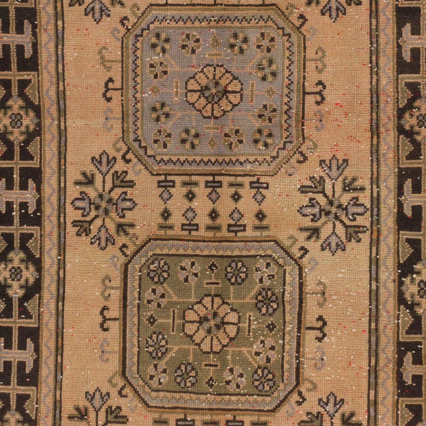 Turkish Vintage Wool Runner Rug from Turkey, Hand-Knotted Carpet for Hallway For Sale