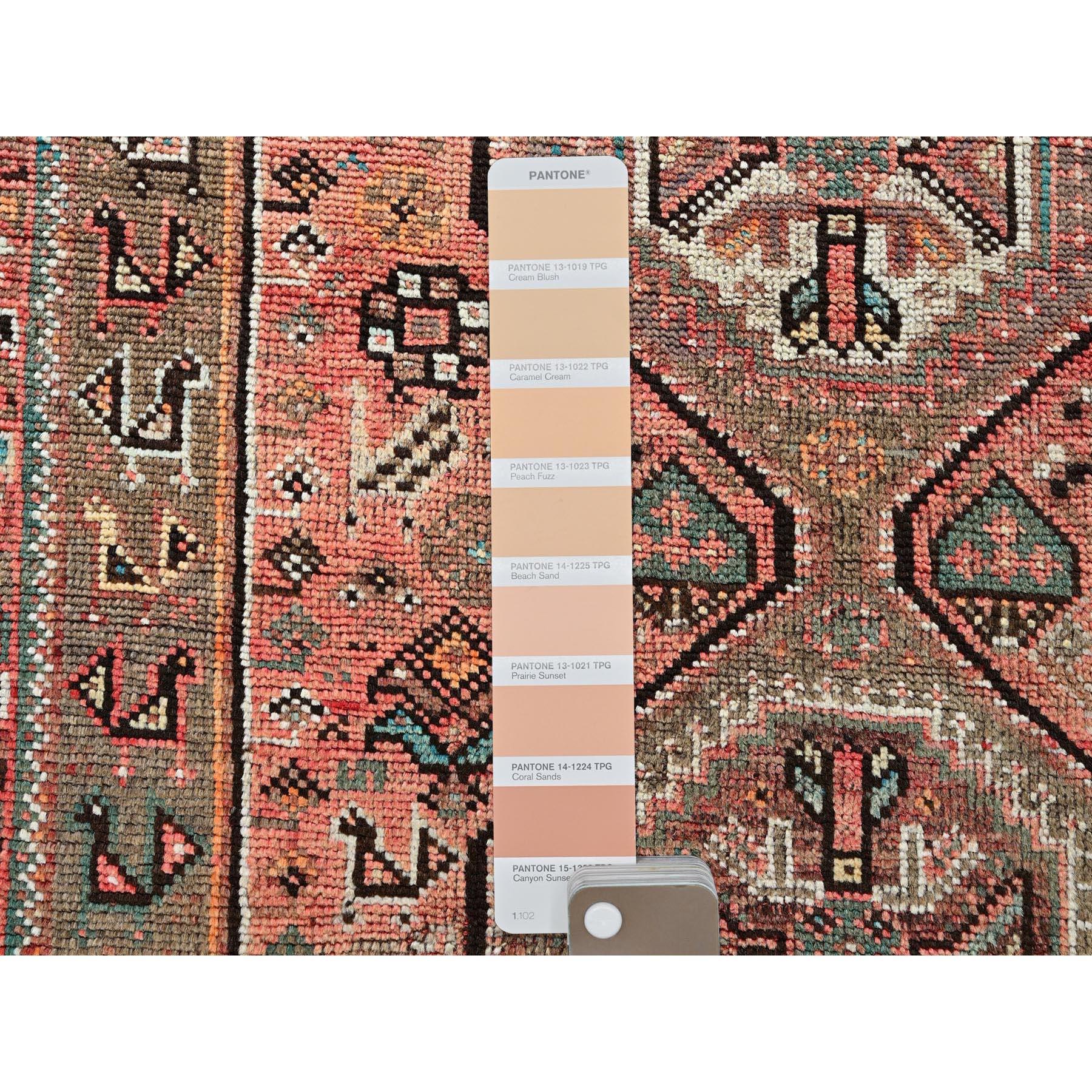 Persiano Tappeto orientale Runner in lana Vintage Shiraz rosso annodato a mano 4'2 