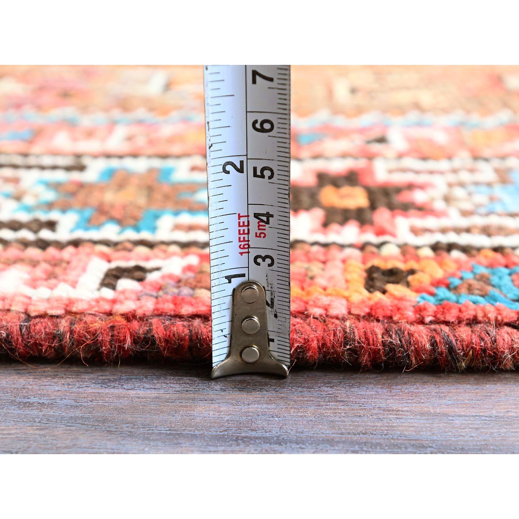 Tappeto orientale Runner in lana Vintage Shiraz rosso annodato a mano 4'2 