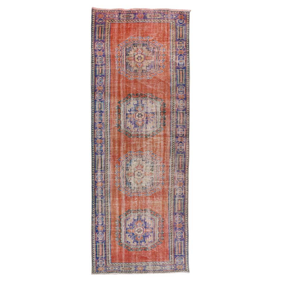 Vintage Turkish Oushak Rug with Amish-Shaker Style, Short Hallway ...