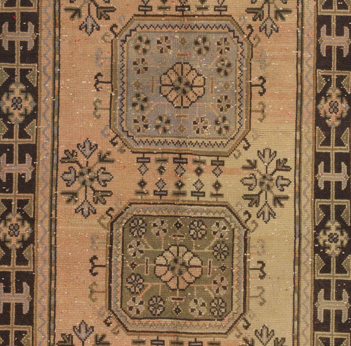 Handgefertigter türkischer Vintage-Teppich mit 4.2x11.6 Fuß. Läufer aus Wolle und Baumwolle für den Flur (Türkisch) im Angebot