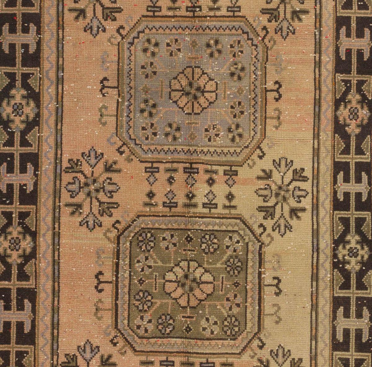 Tribal 4.2x11.6 Ft Handmade Vintage Turkish Rug. Wool and Cotton Hallway Runner For Sale