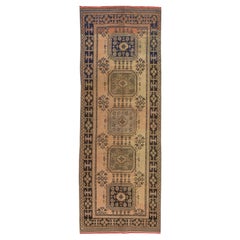 Tappeto turco vintage fatto a mano 4,2x11,6 piedi. Corridoio in lana e cotone
