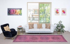 4.2x11.7 Ft Pink Runner Rug for Hallway. Handmade Corridor Rug. Kitchen Runner