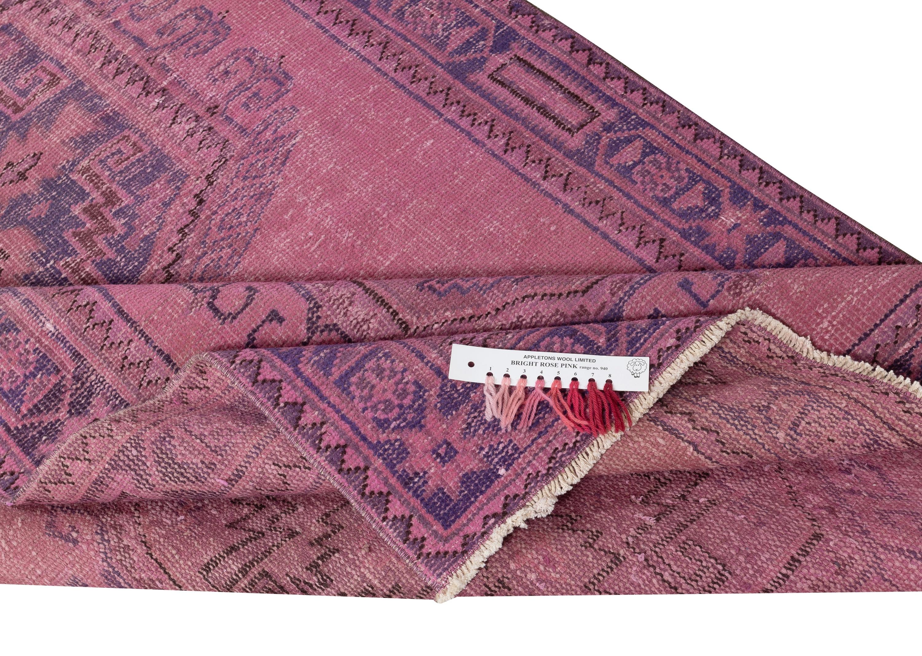 4.2x11.7 Ft Rosa Läufer Teppich für Flur. Handgefertigter Corridor-Teppich. Küchenläufer (Moderne) im Angebot