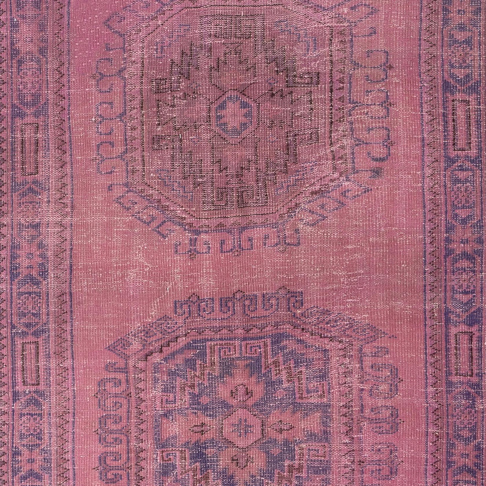 4.2x11.7 Ft Rosa Läufer Teppich für Flur. Handgefertigter Corridor-Teppich. Küchenläufer (Türkisch) im Angebot