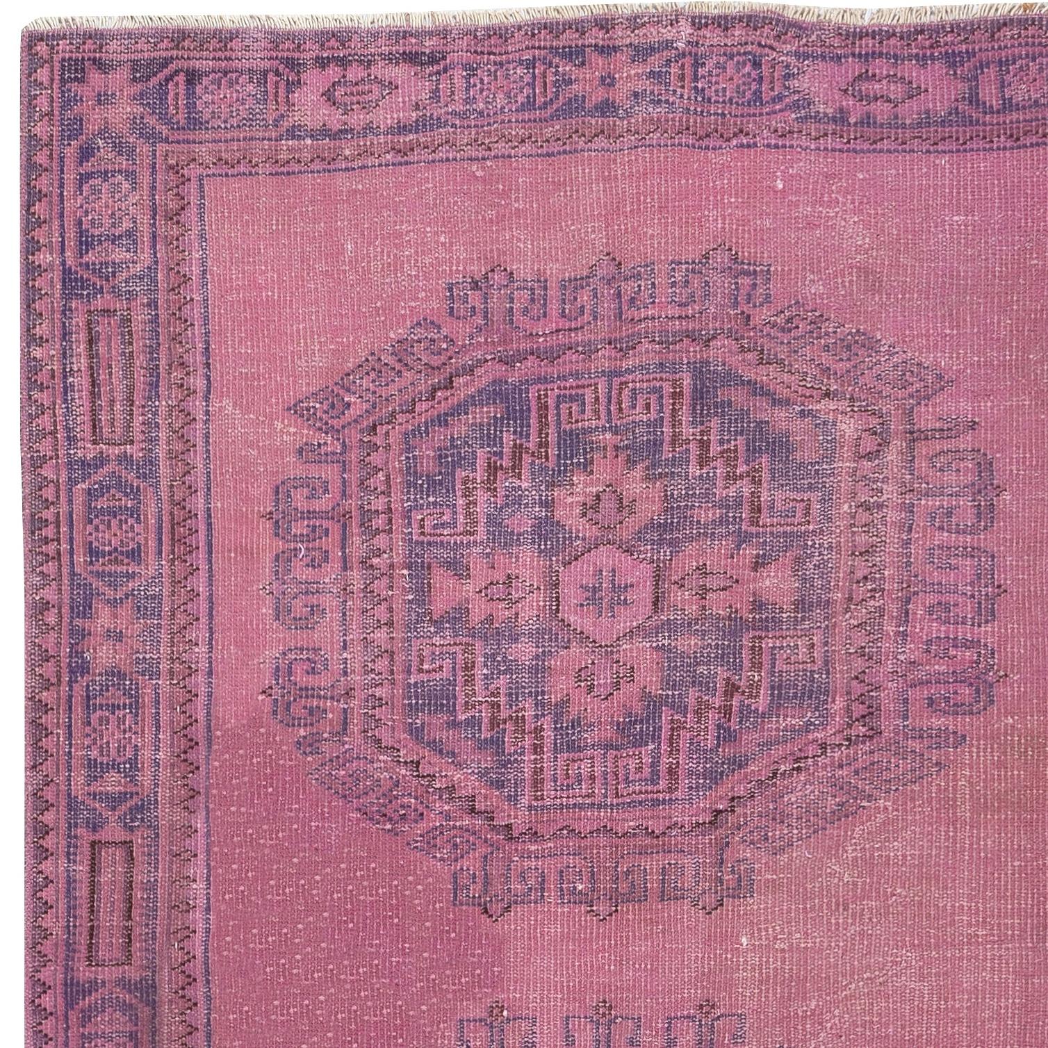 4.2x11.7 Ft Rosa Läufer Teppich für Flur. Handgefertigter Corridor-Teppich. Küchenläufer (Handgeknüpft) im Angebot