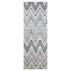 4'2 "x12'4" Ivory Chevron Design Textured Wool and Silk Hand Knotted Runner Rugs (tapis de course en laine et soie nouée à la main)