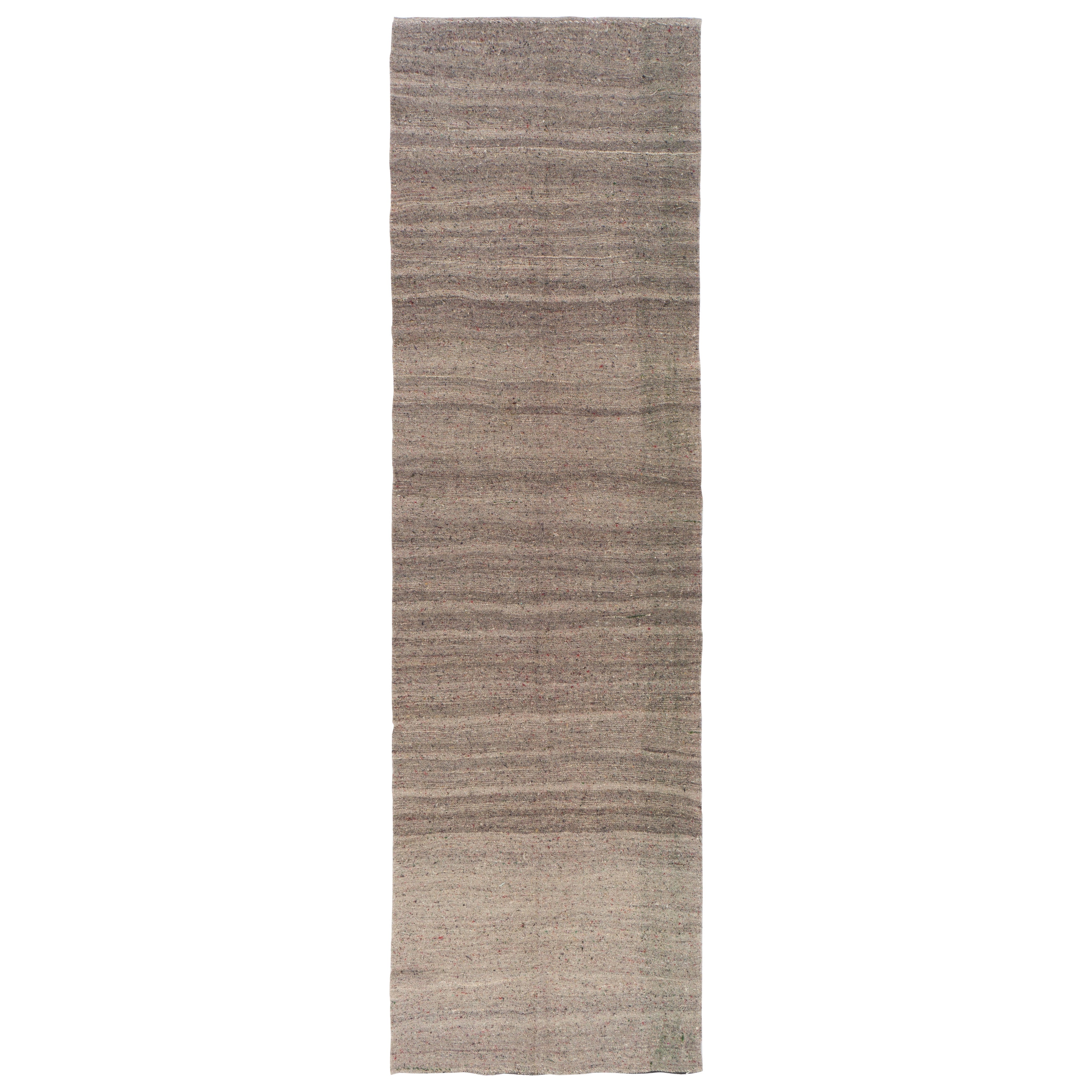 4.2x13.5 Ft Vintage gestreift Kilim Läufer, natürliche Wolle Teppich für Flur & Küche im Angebot