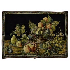 42 "x26" Tapiz francés para colgar en la pared Aubusson Naturaleza muerta de frutas Fondo negro