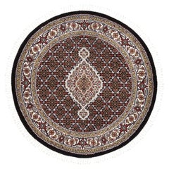 4
2"x4
2" Black Tabriz Mahi Fish Medallion Design Wool-Silk Hand Knotted Rug