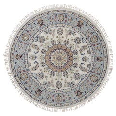Tappeto orientale rotondo 4
2 "x4
2" Ivory Nain Flower Design Wool
Silk Hand Knotted