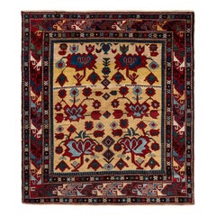 4.2x4.7 Ft Antique Shirvan Rug, East Caucasus, Ca 1890