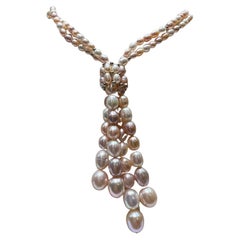 Zweireihige Lariat-Perlen mit Quaste