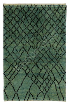 Tappeto marocchino fatto a mano 4.2x6 Ft con disegno a diamante, tappeto berbero blu, tutta lana