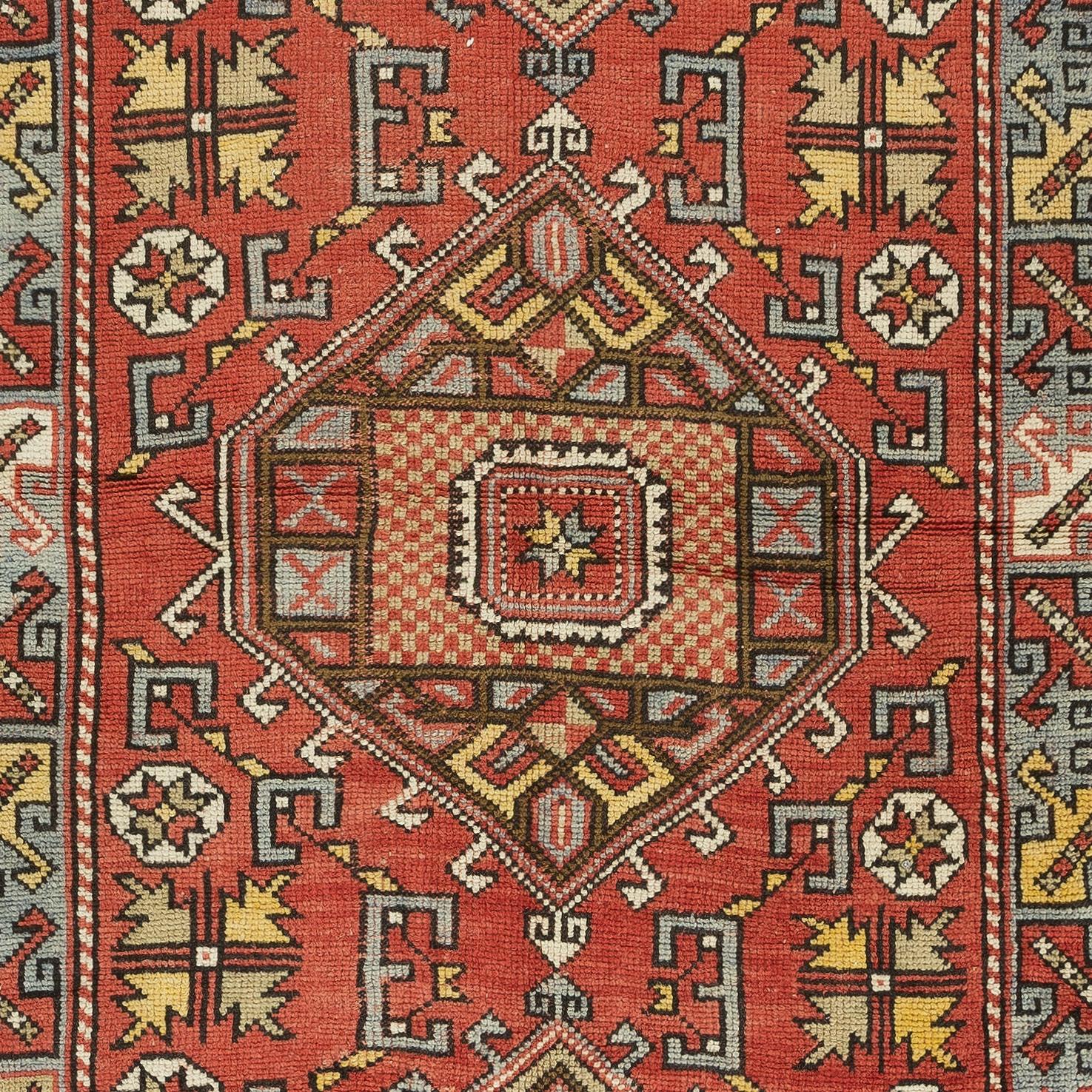 Tribal 4.2x6 Ft Semi Antique Turkish Rug, Circa 1940 For Sale