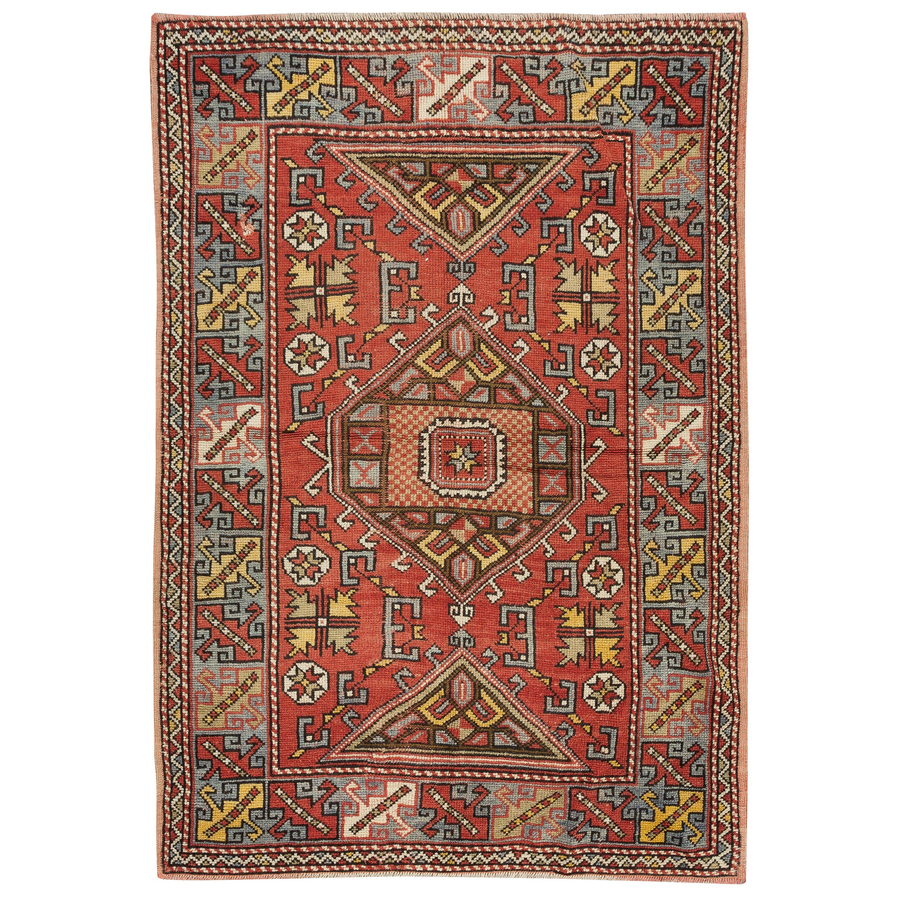 Semi antiker türkischer Teppich mit 4.2x6 Fuß, um 1940