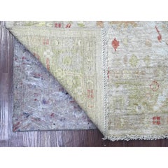 4'2"x6' Light Gray Afghan Angora Oushak Hand Knotted Pure Wool Oriental Rug